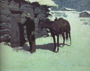 Frederic Remington The Belated Traveler (mk43) painting